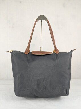 Authentic Longchamp Le Pliage Tote Shoulder Bag Gray | Nylon Leather | Used Good